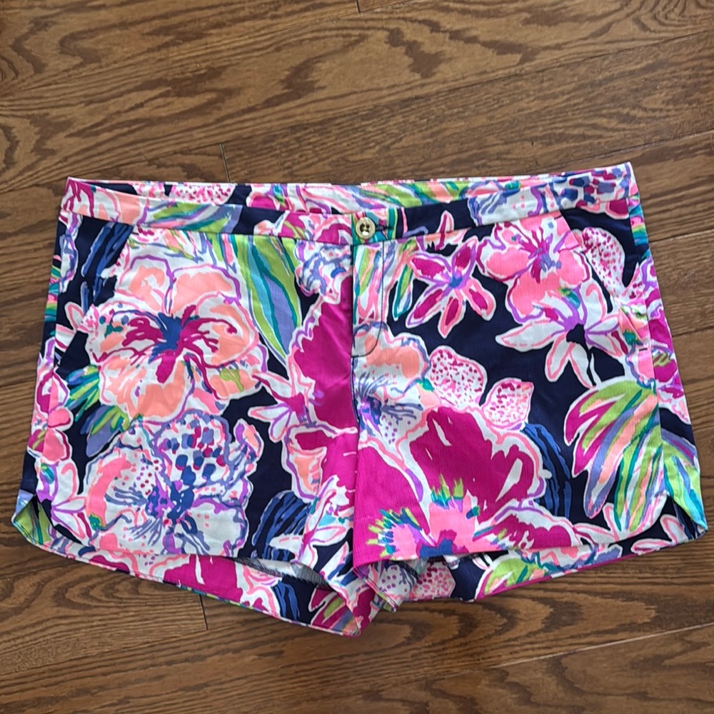 NWT Lilly Pulitzer High Waist Pink and Blue Floral Shorts